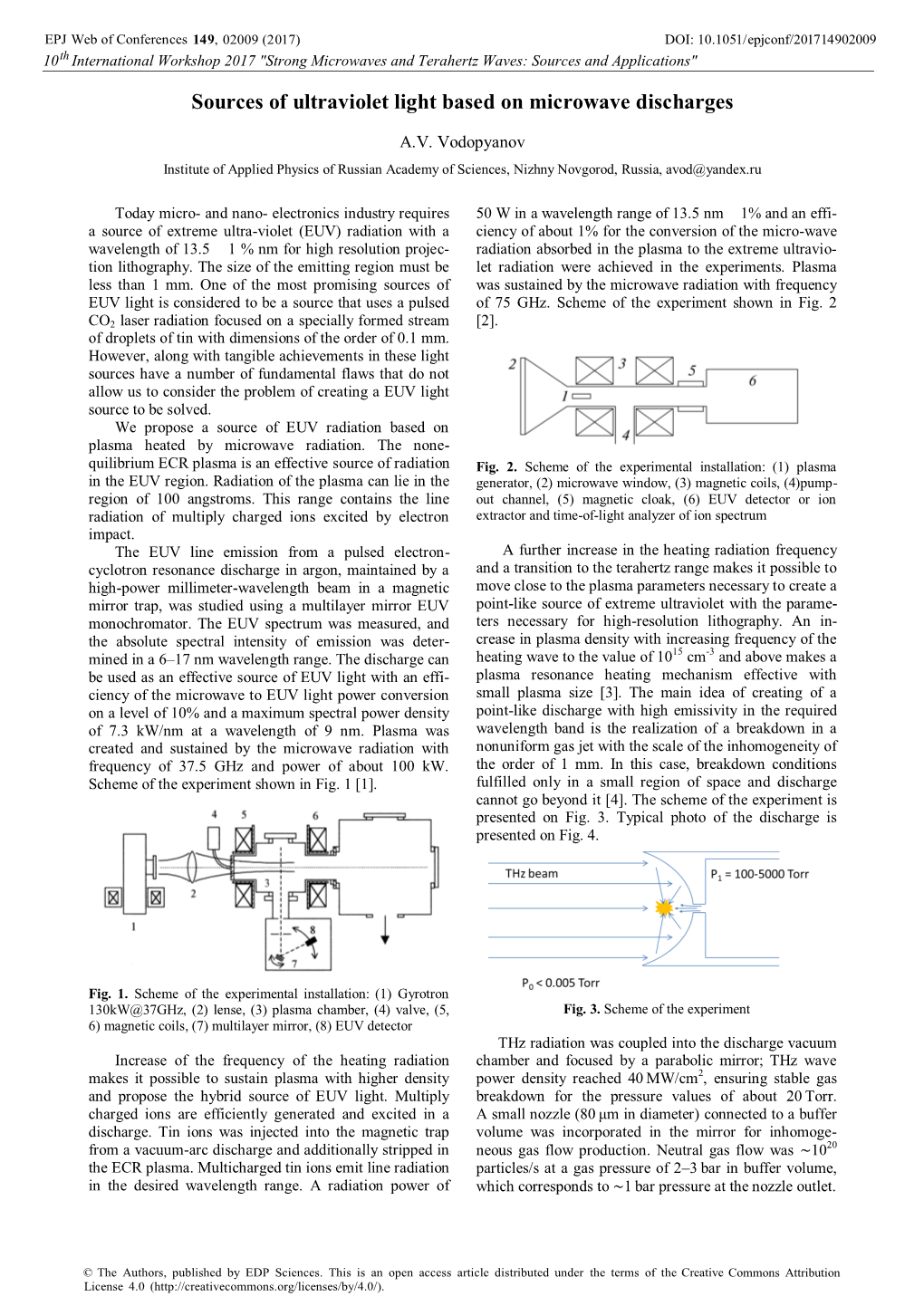 Sources of Ultraviolet Light Based on Microwave Discharges