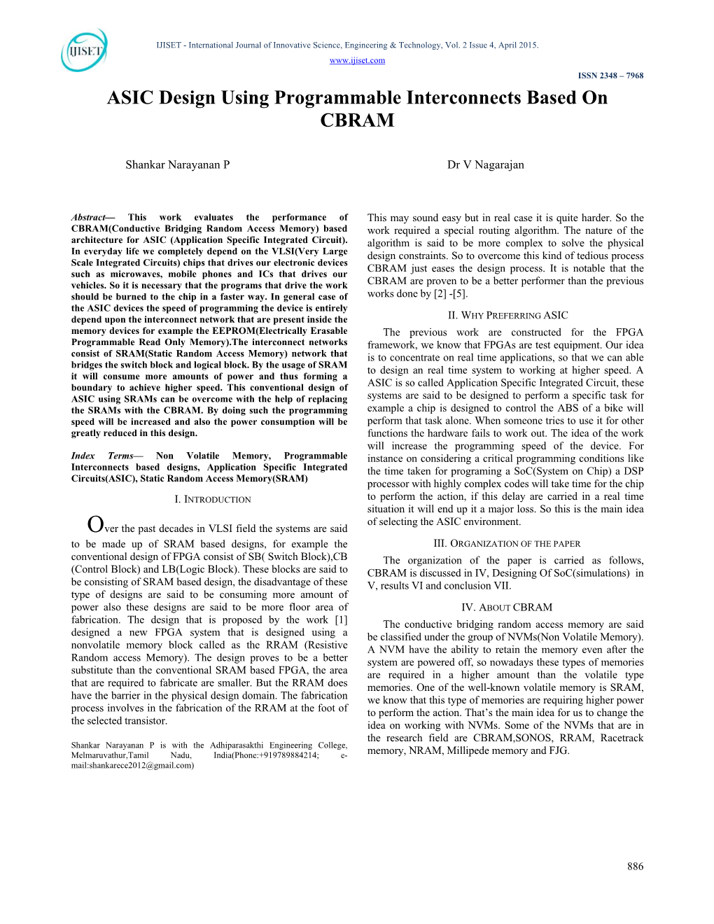 ASIC Design Using Programmable Interconnects Based on CBRAM