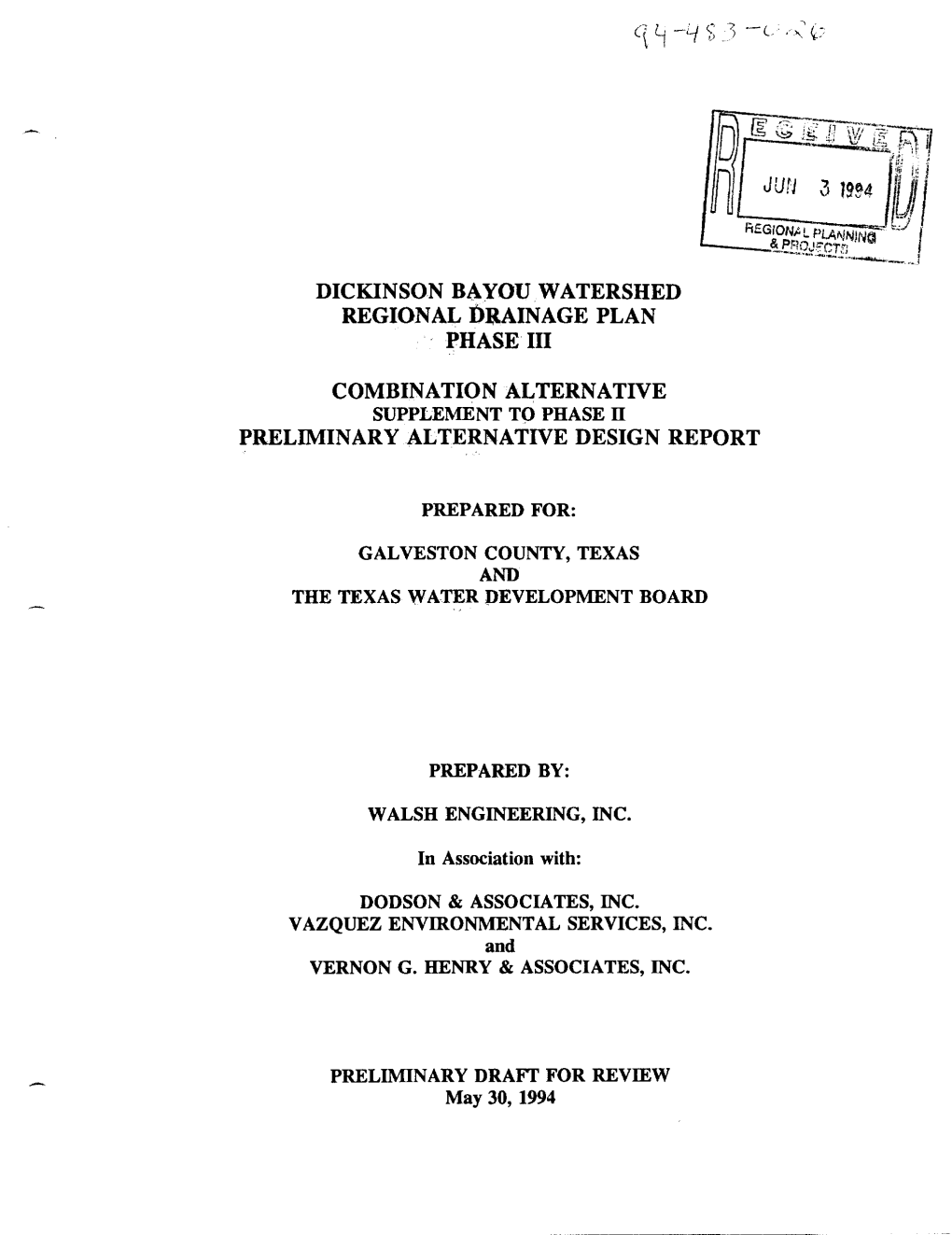 Dickinson Bayou Watershed Regional Drainage Plan Phase Iii Combination