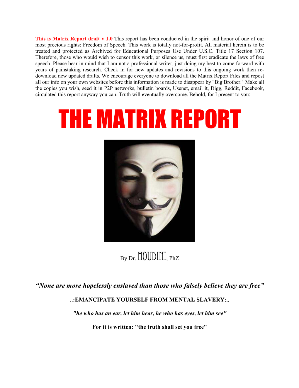 The Matrix Report