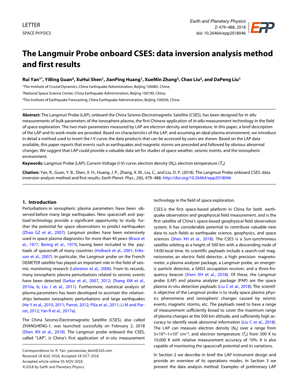 The Langmuir Probe Onboard CSES: Data Inversion Analysis Method and First Results