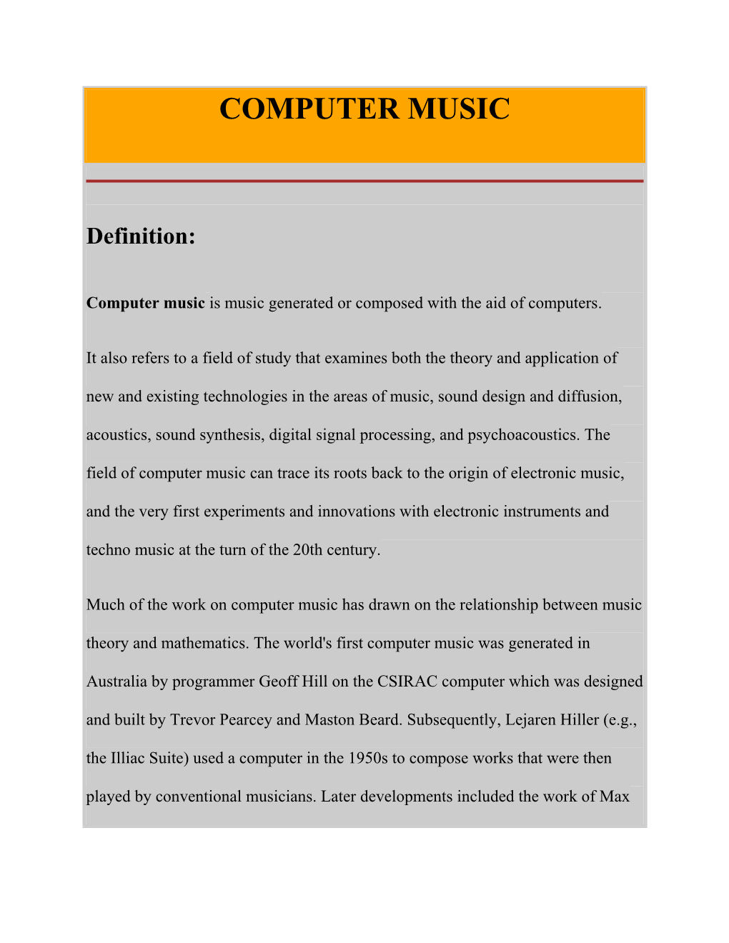 Computer Music