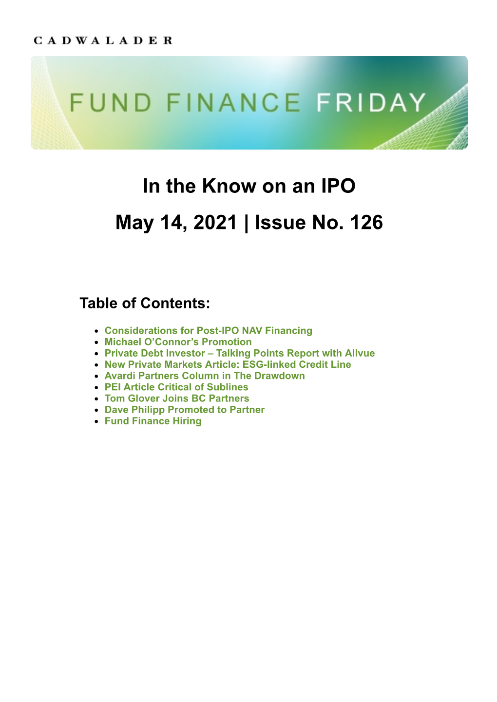 In the Know on an IPO May 14, 2021 | Issue No