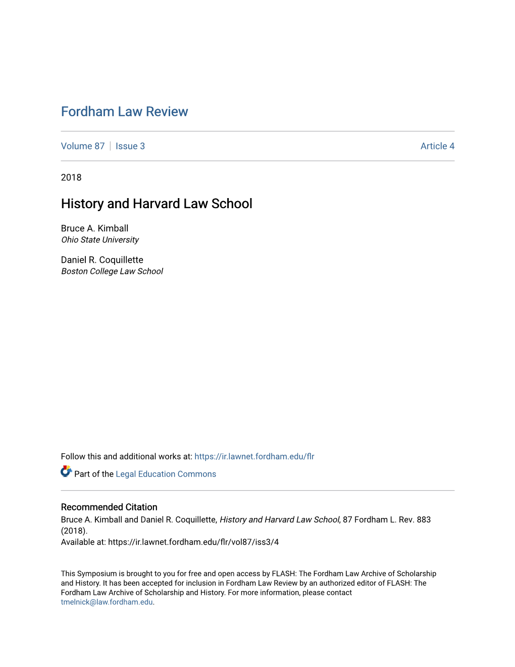 History and Harvard Law School