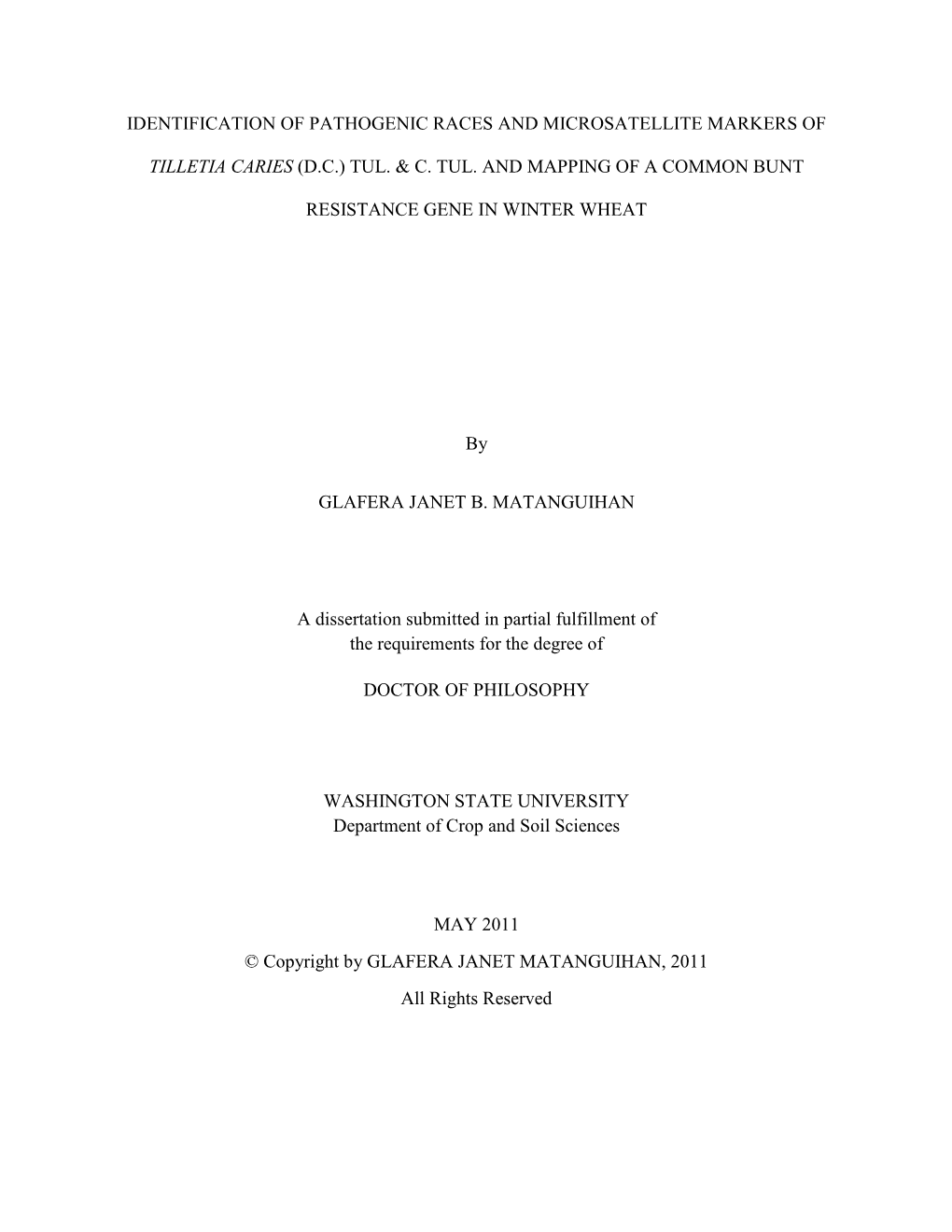 Identification of Pathogenic Races and Microsatellite Markers Of