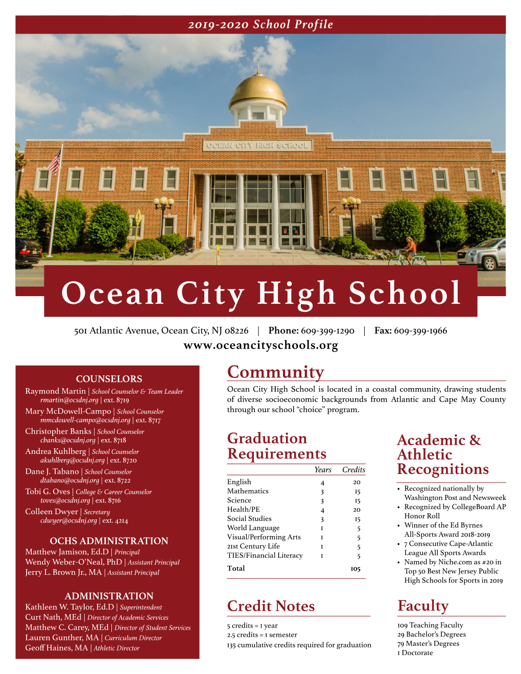 Ocean City High School 501 Atlantic Avenue, Ocean City, NJ 08226 | Phone: 609-399-1290 | Fax: 609-399-1966