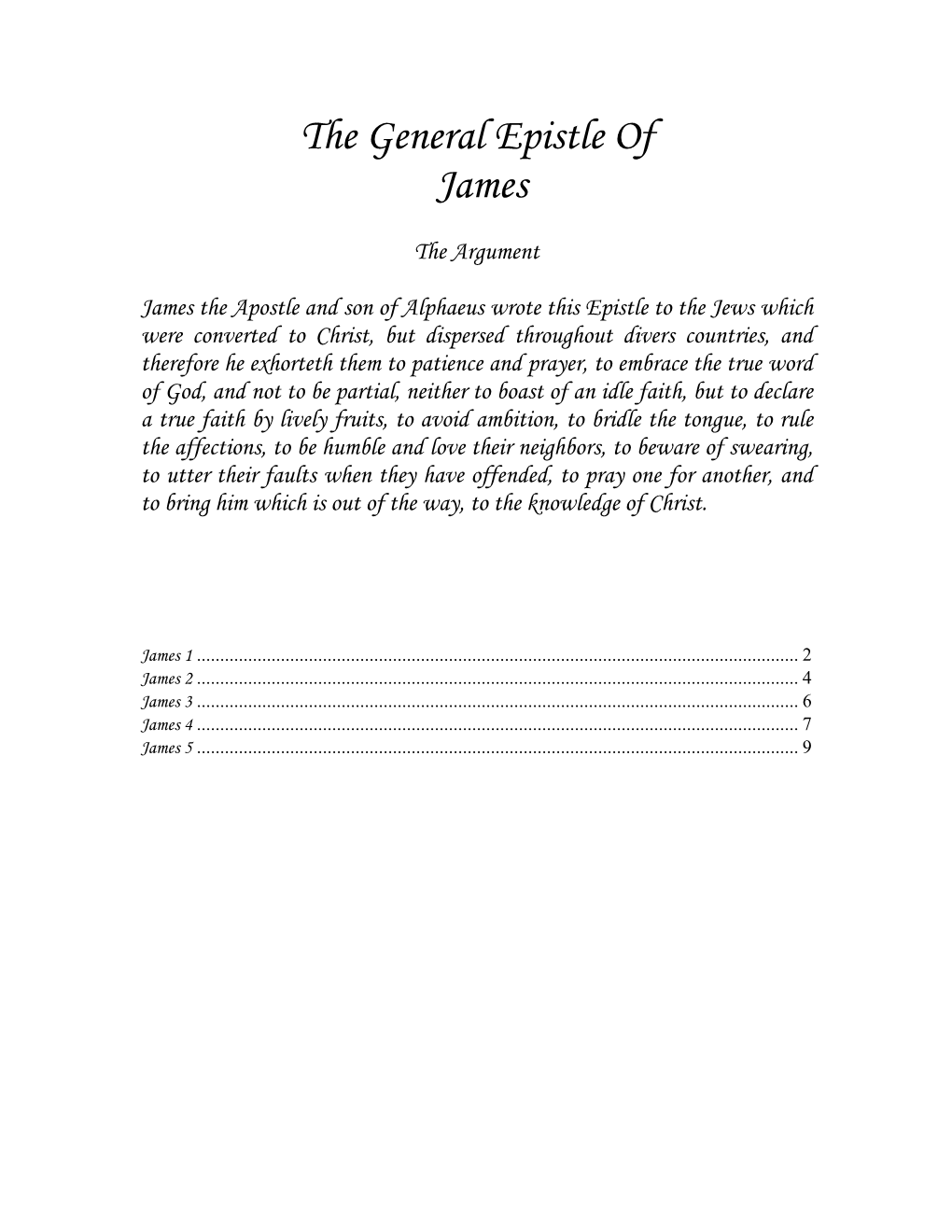 The General Epistle of James