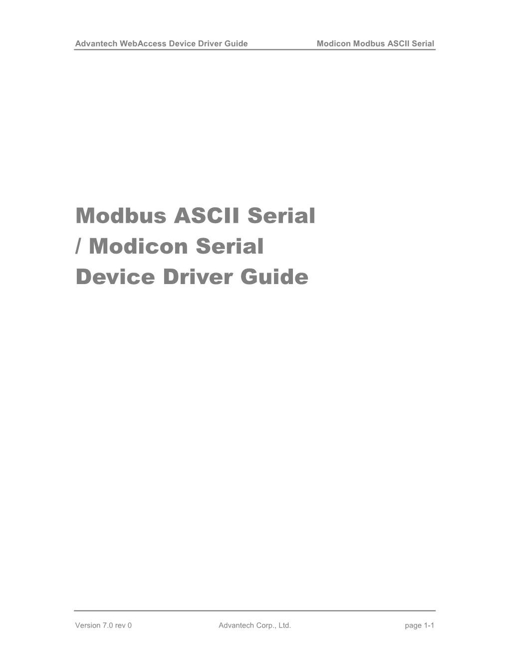 Modicon Modbus ASCII Serial Driver Guide