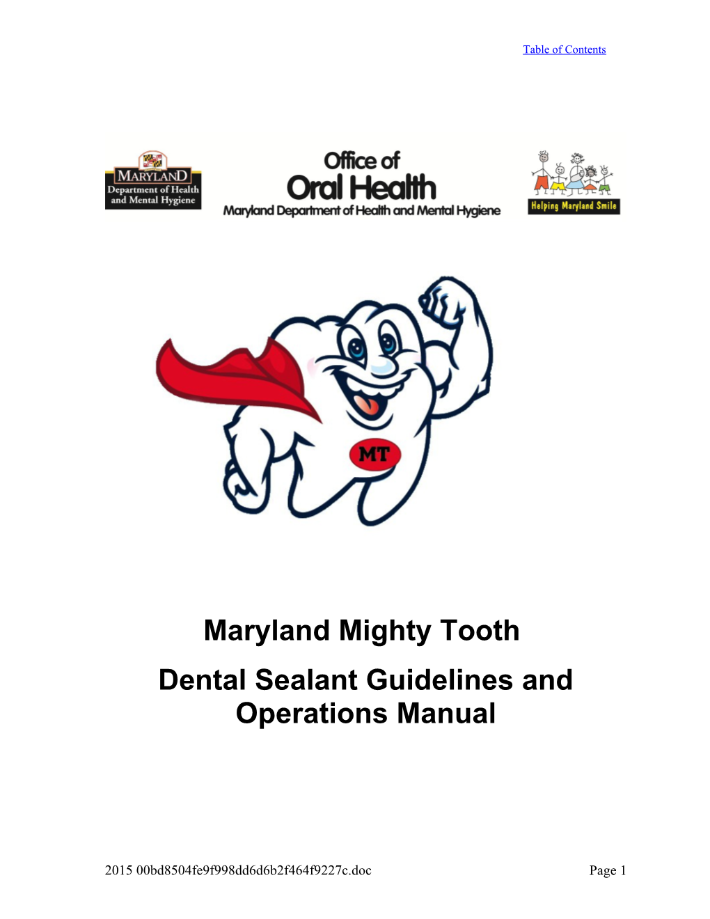 Dental Sealant Guidelines and Operations Manual