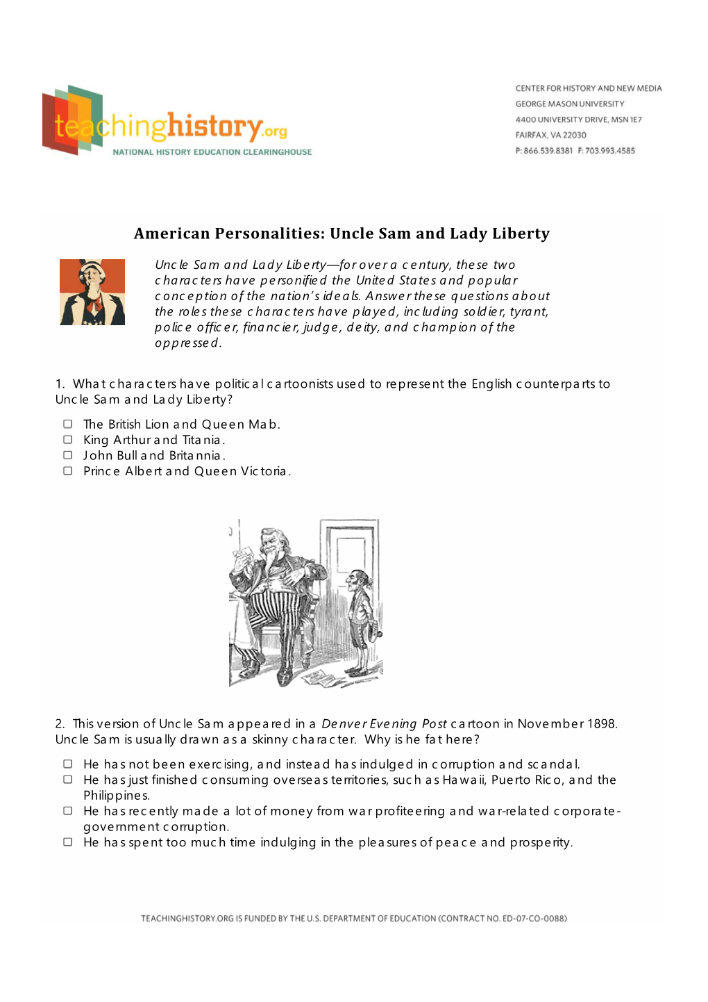 Uncle Sam and Lady Liberty Quiz