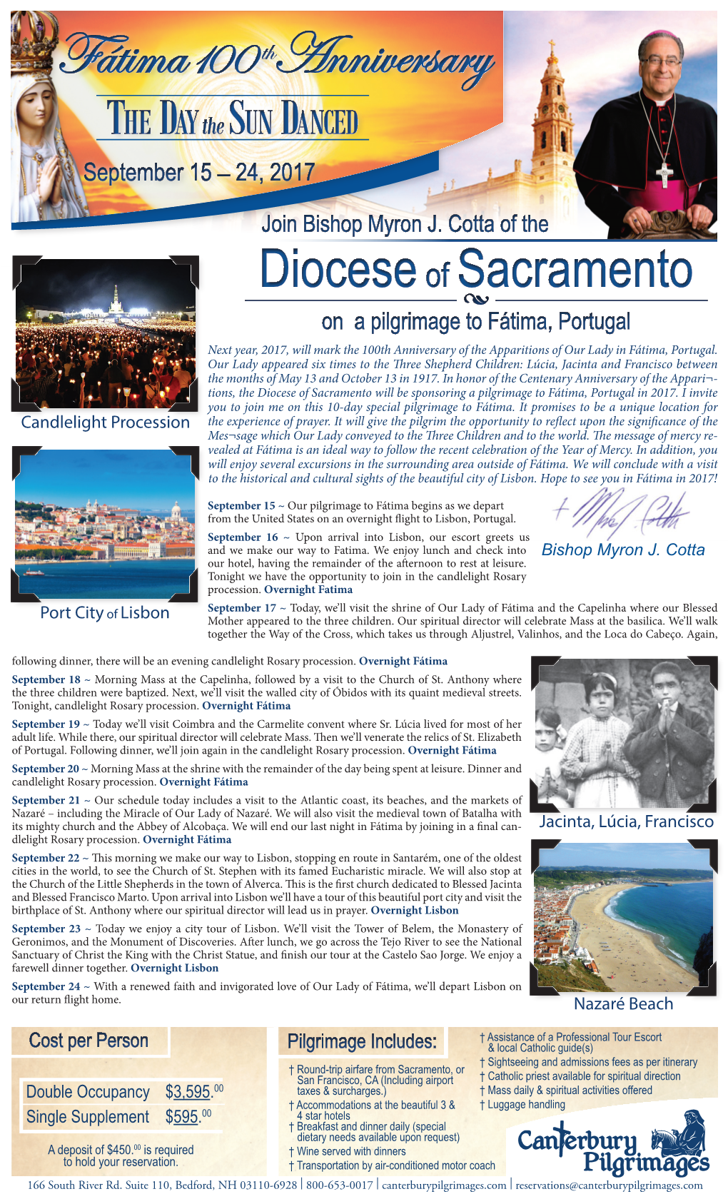 Fatima Pilgrimage with Bishop Myron Cotta