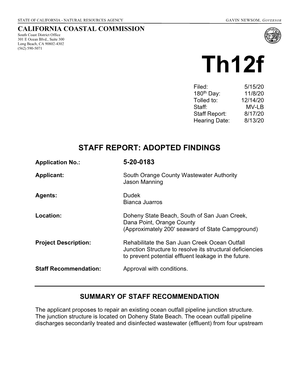 Staff Report: Adopted Findings