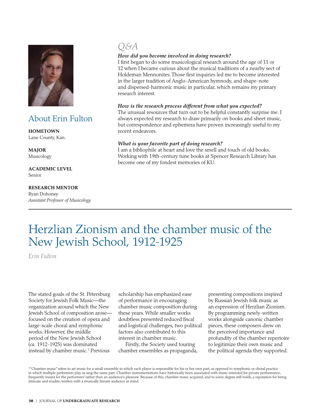 Herzlian Zionism and the Chamber Music of the New Jewish School, 1912-1925 Erin Fulton