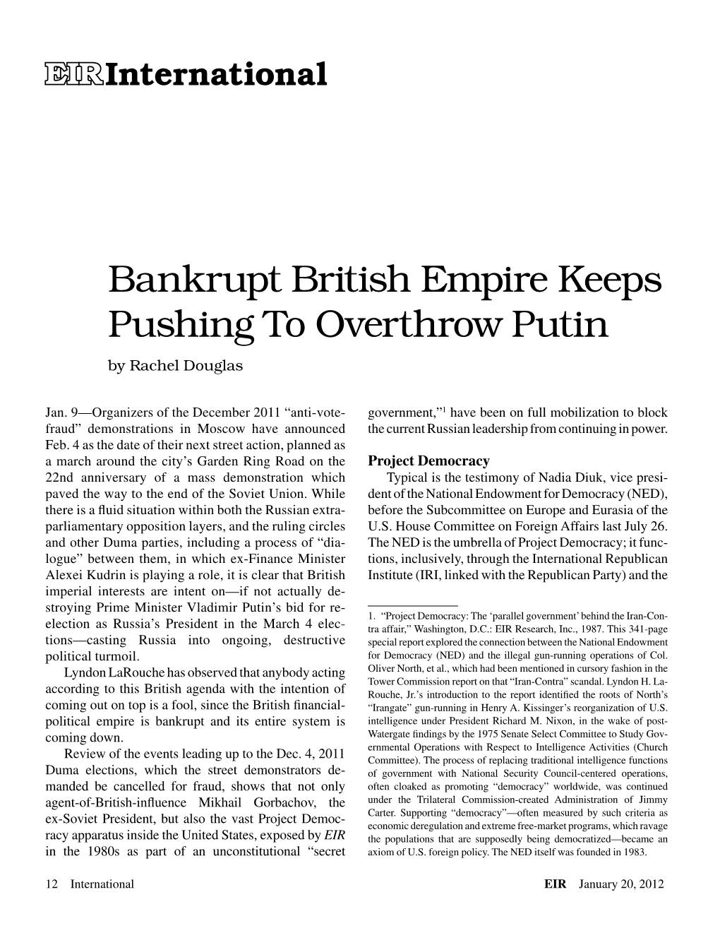 Bankrupt British Empire Keeps Pushing to Overthrow Putin by Rachel Douglas