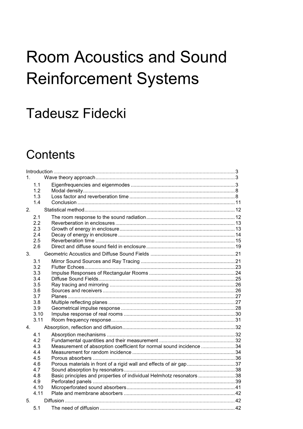 Room Acoustics and Sound Reinforcement Systems