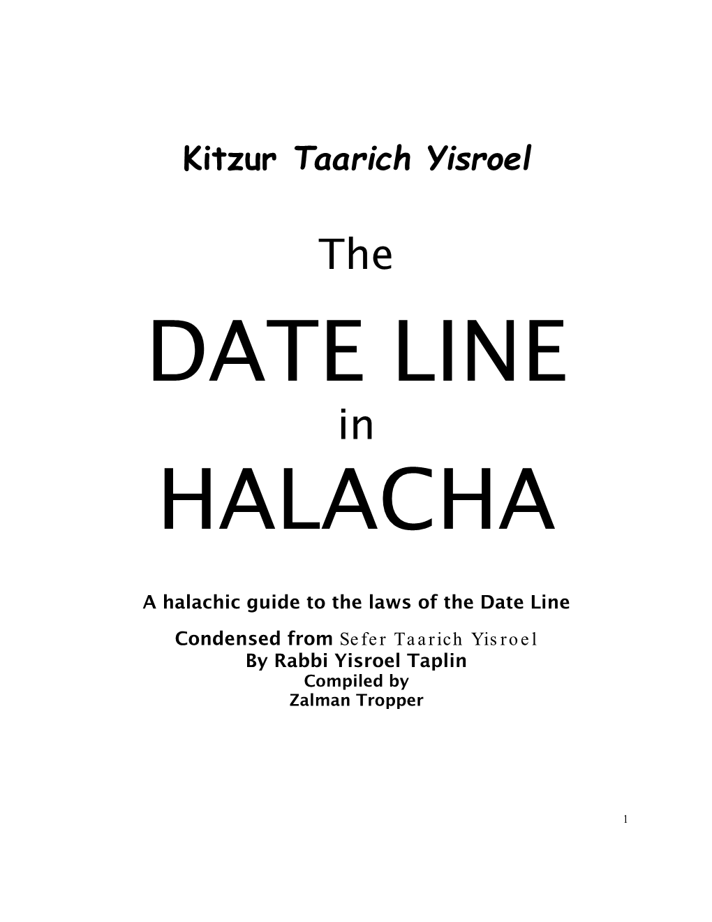 Kitzur Taarich Yisroel