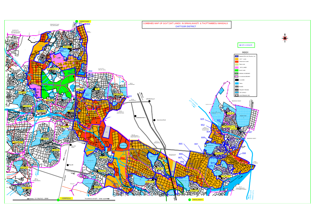 Combined Map of Govt,Dkt Lands in Srikalahasti & Thottambedu Mandals