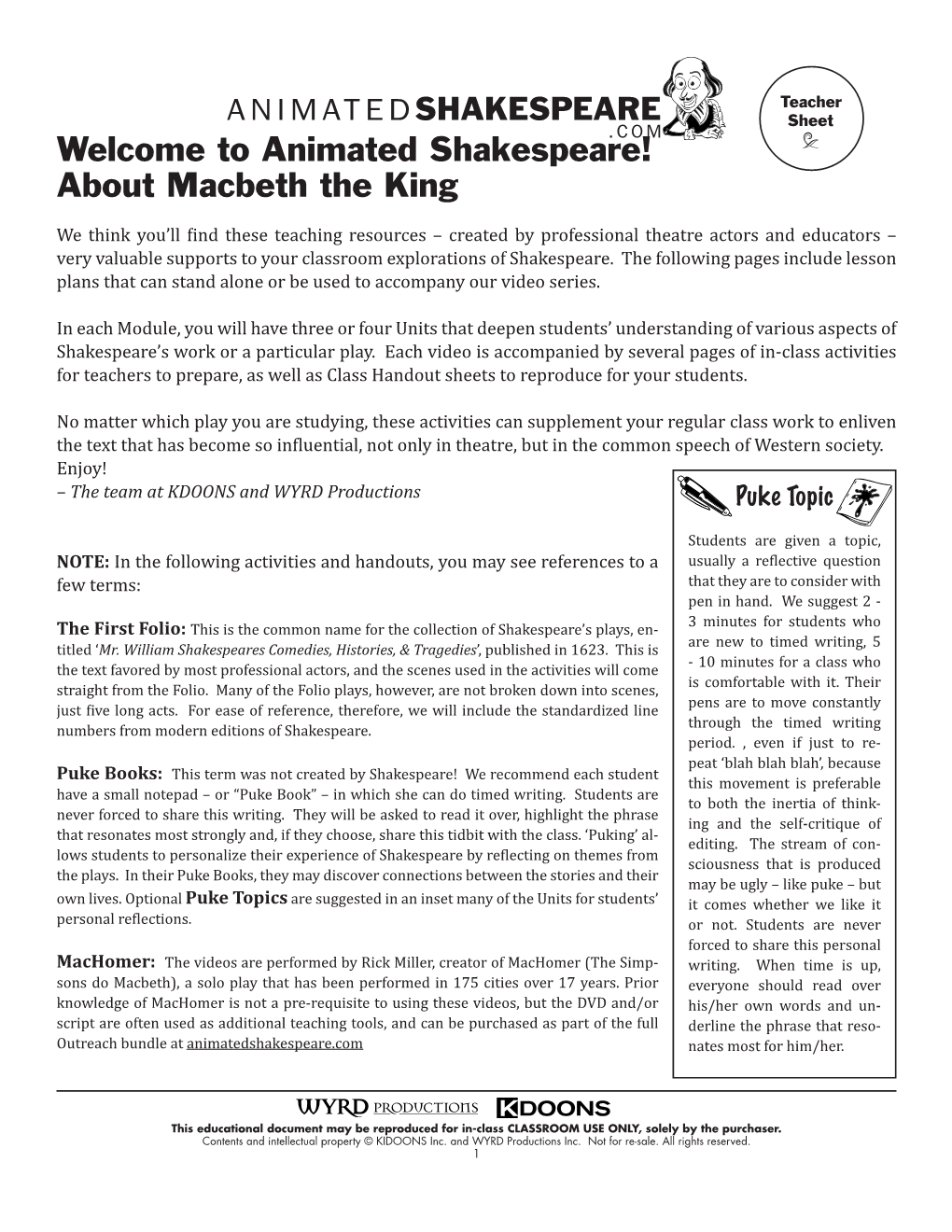 Welcome to Animated Shakespeare! About Macbeth the King