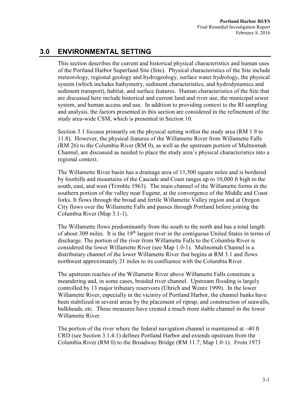 Portland Harbor RI/FS Final Remedial Investigation Report February 8, 2016