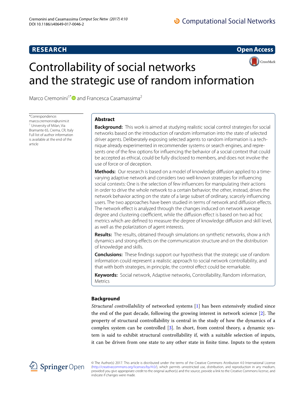 Controllability of Social Networks and the Strategic Use of Random Information