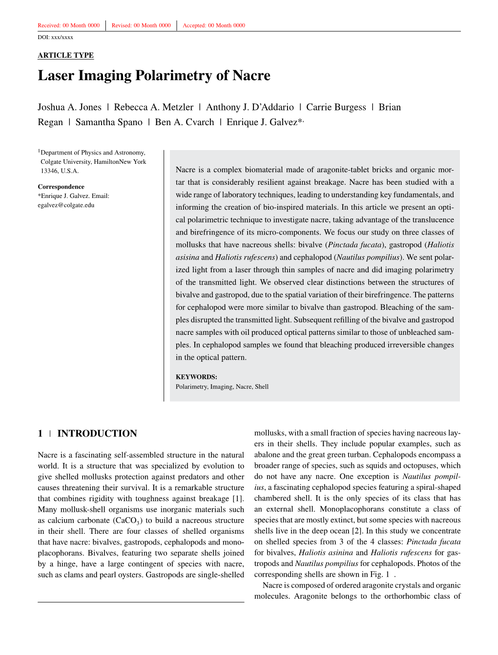 Laser Imaging Polarimetry of Nacre