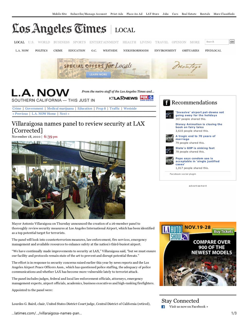 Villaraigosa Names Panel to Review Security at LAX [Corrected] | L.A