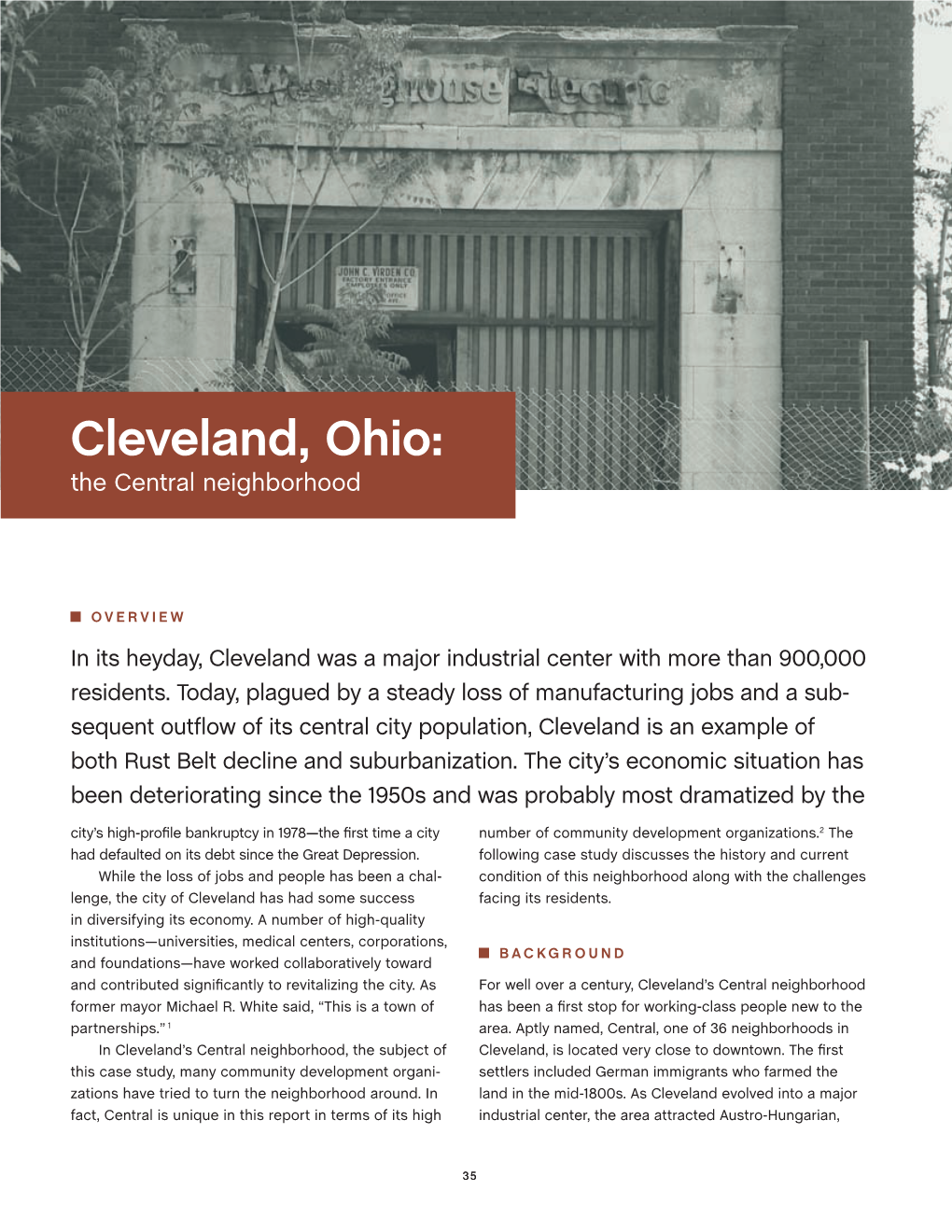 Cleveland, Ohio: the Central Neighborhood