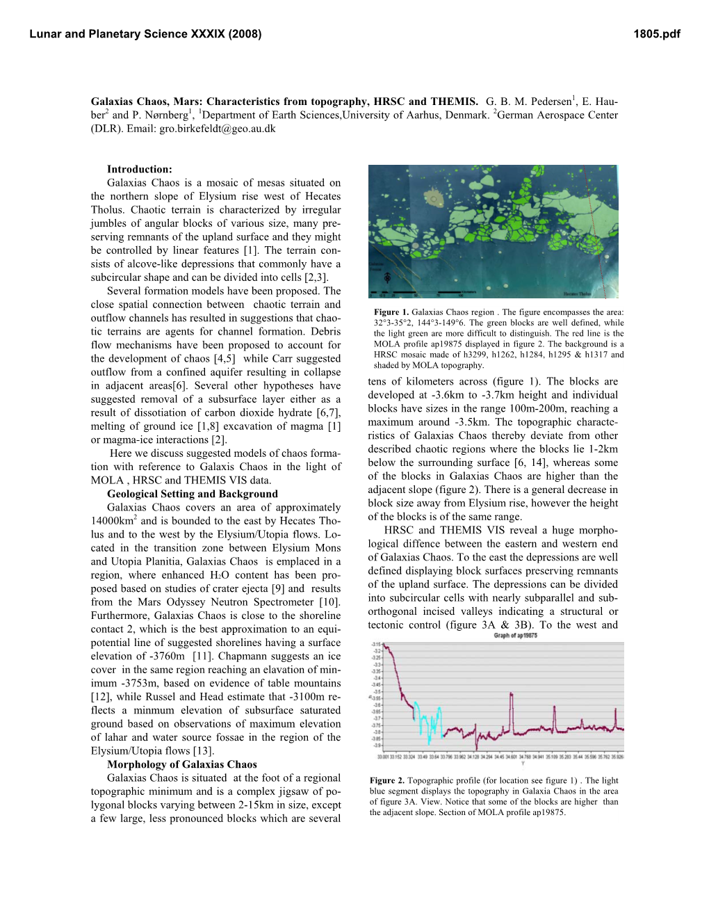 Galaxias Chaos, Mars: Characteristics from Topography, HRSC and THEMIS