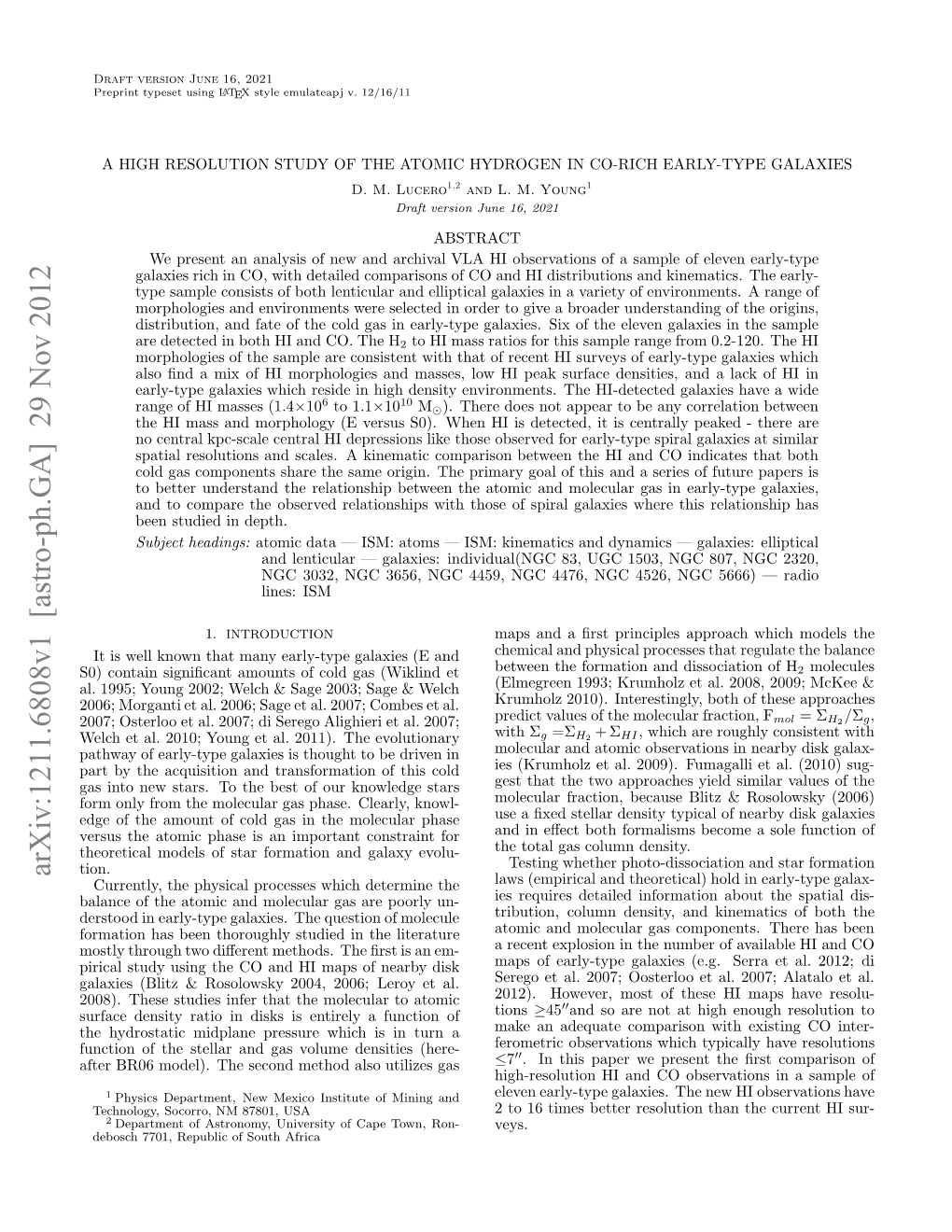 Arxiv:1211.6808V1 [Astro-Ph.GA] 29 Nov 2012 Fe R6mdl.Tescn Ehdas Tlzsgas (Here- Utilizes Densities Also a Method Volume Turn Second of Gas the in and Function Model)