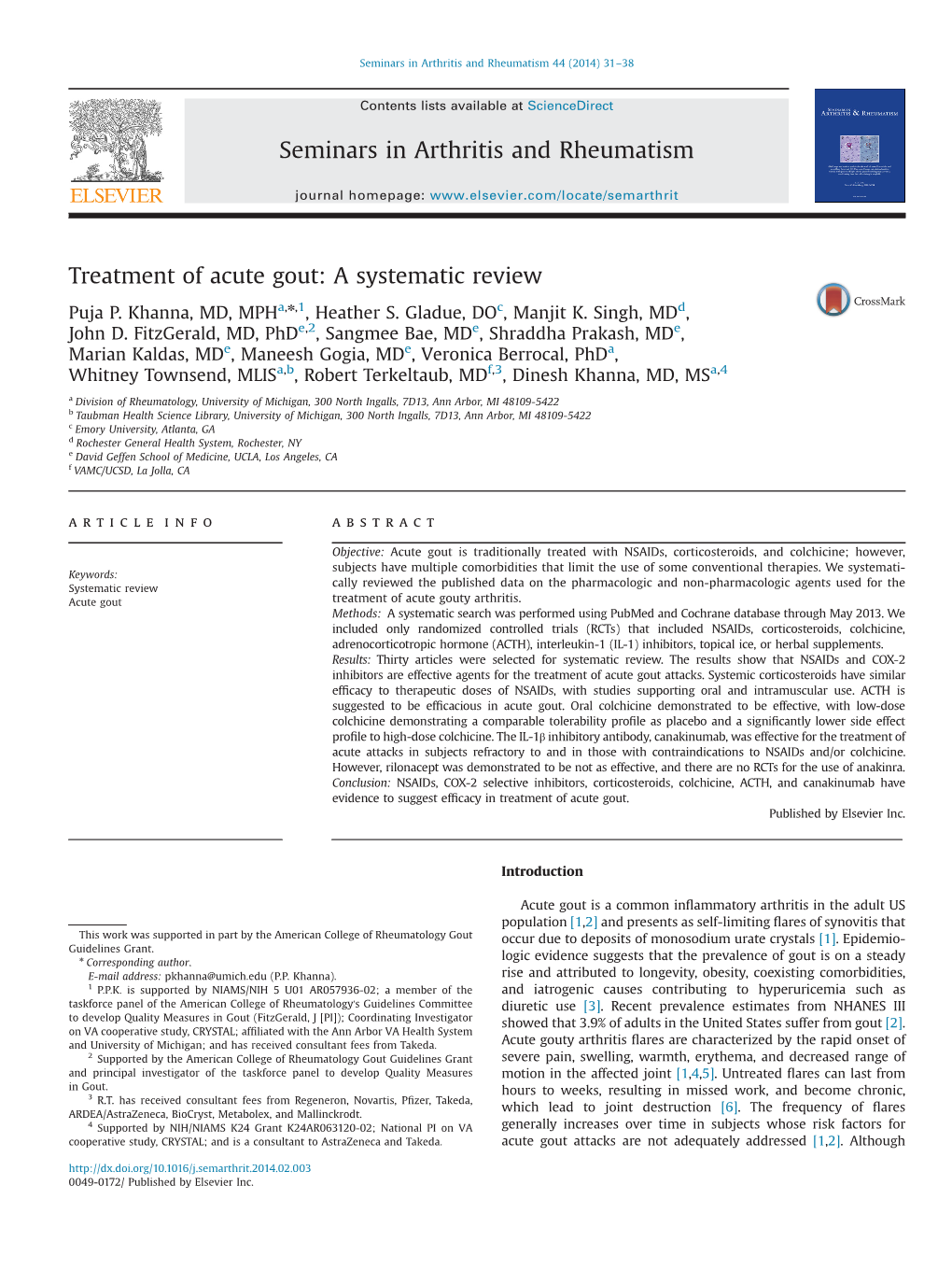 Treatment of Acute Gout: a Systematic Review