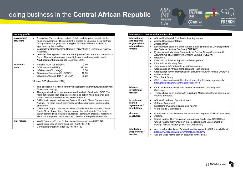 Doing Business in the Central African Republic