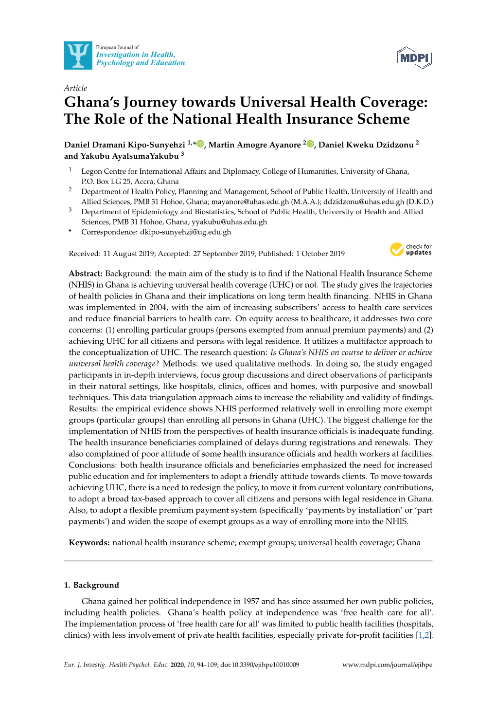 The Role of the National Health Insurance Scheme