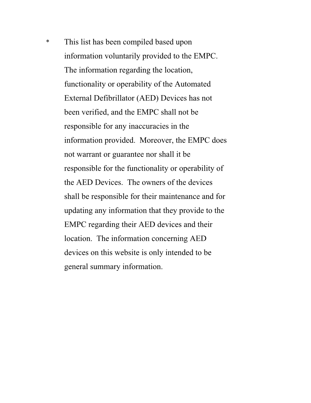 AED Registry Database