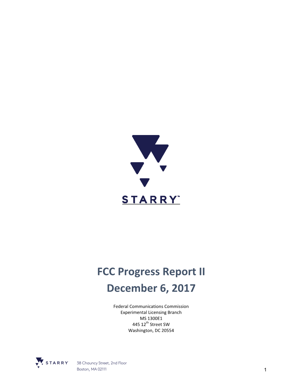 FCC Progress Report II December 6, 2017