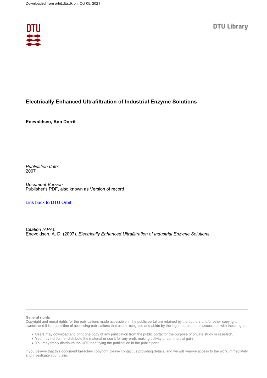 Electrically Enhanced Ultrafiltration of Industrial Enzyme Solutions