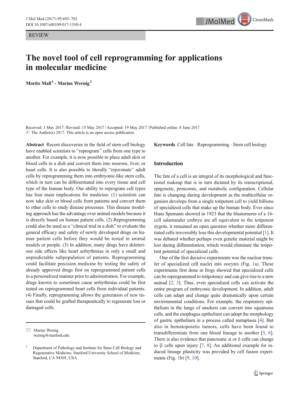 The Novel Tool of Cell Reprogramming for Applications in Molecular Medicine