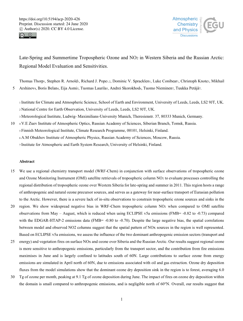 Late-Spring and Summertime Tropospheric Ozone and NO2 in Western Siberia and the Russian Arctic: Regional Model Evaluation and Sensitivities