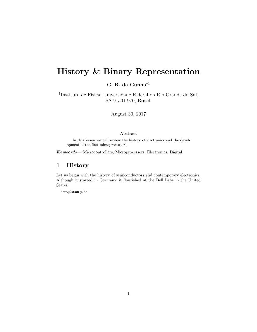 History & Binary Representation