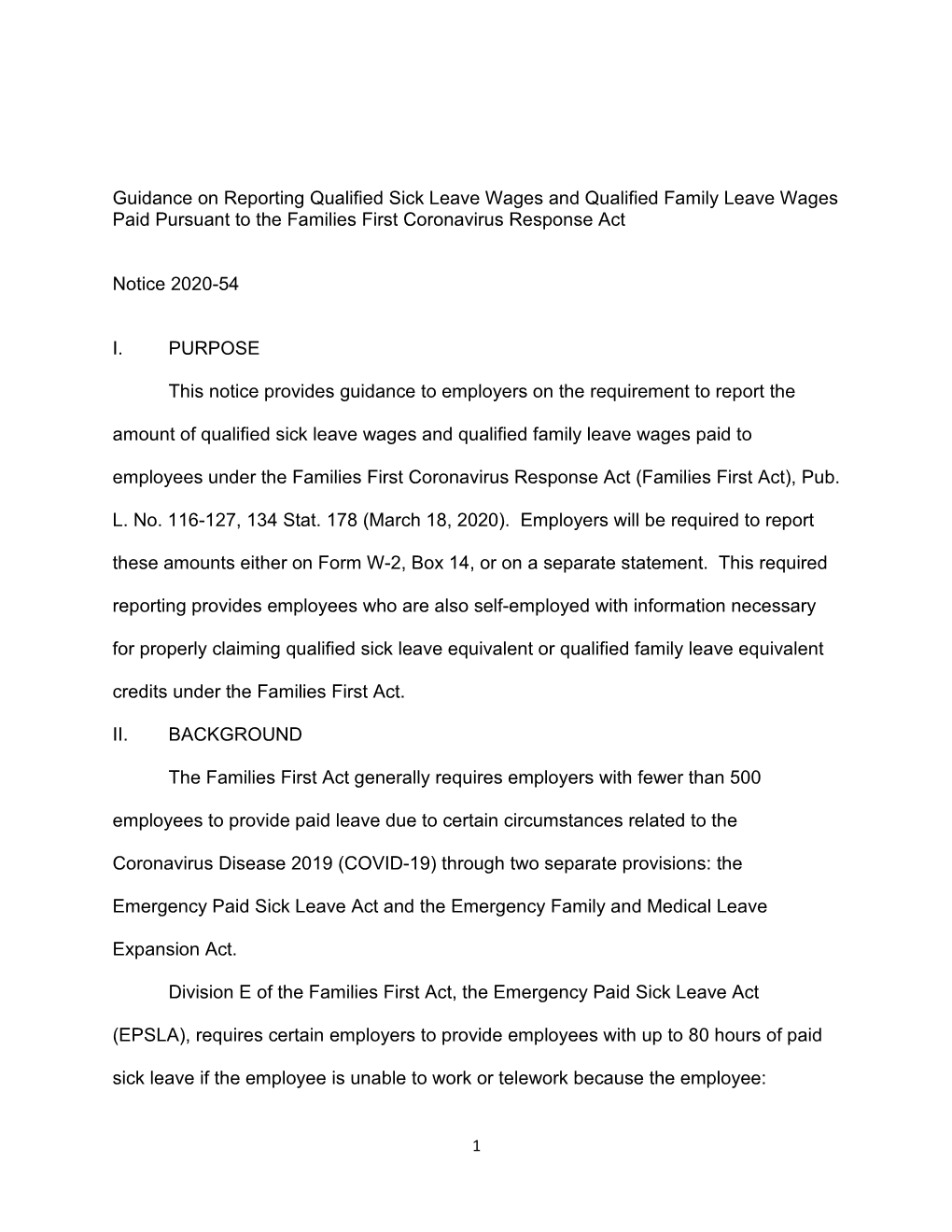 Notice 2020-54, Guidance on Reporting Qualified Sick Leave Wages and Qualified Family Leave Wages Paid