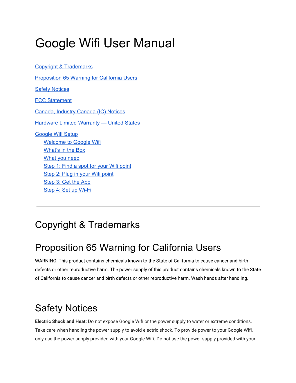 Google Wifi User Manual