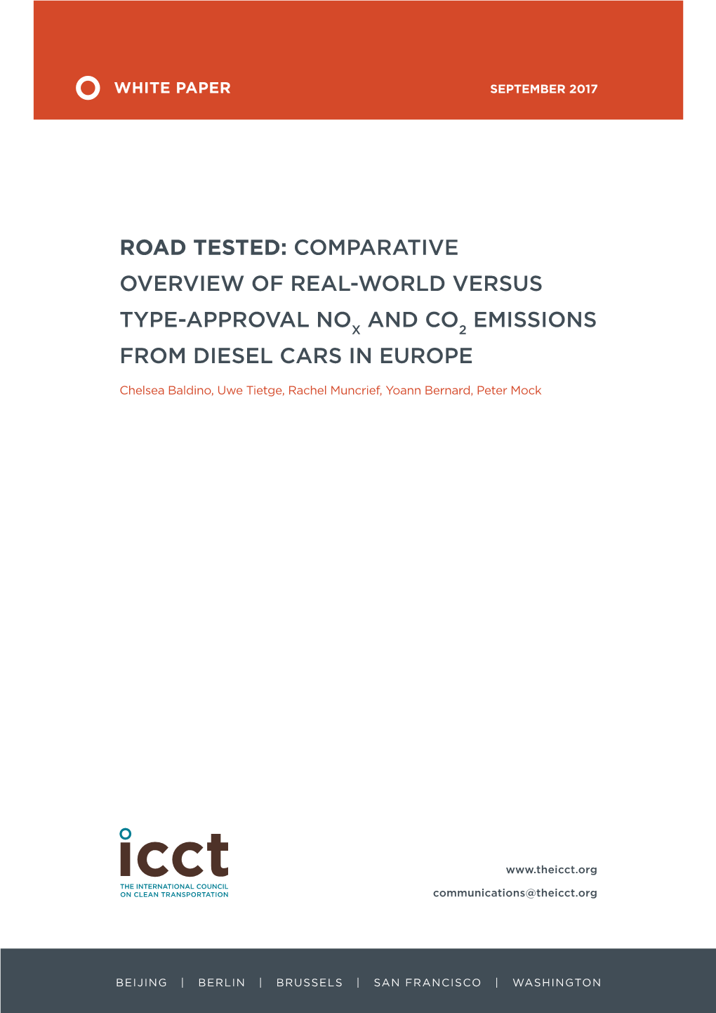 Road Tested: Comparative Overview of Real-World Versus Type-Approval NOX and CO2 Emissions from Diesel Cars in Europe