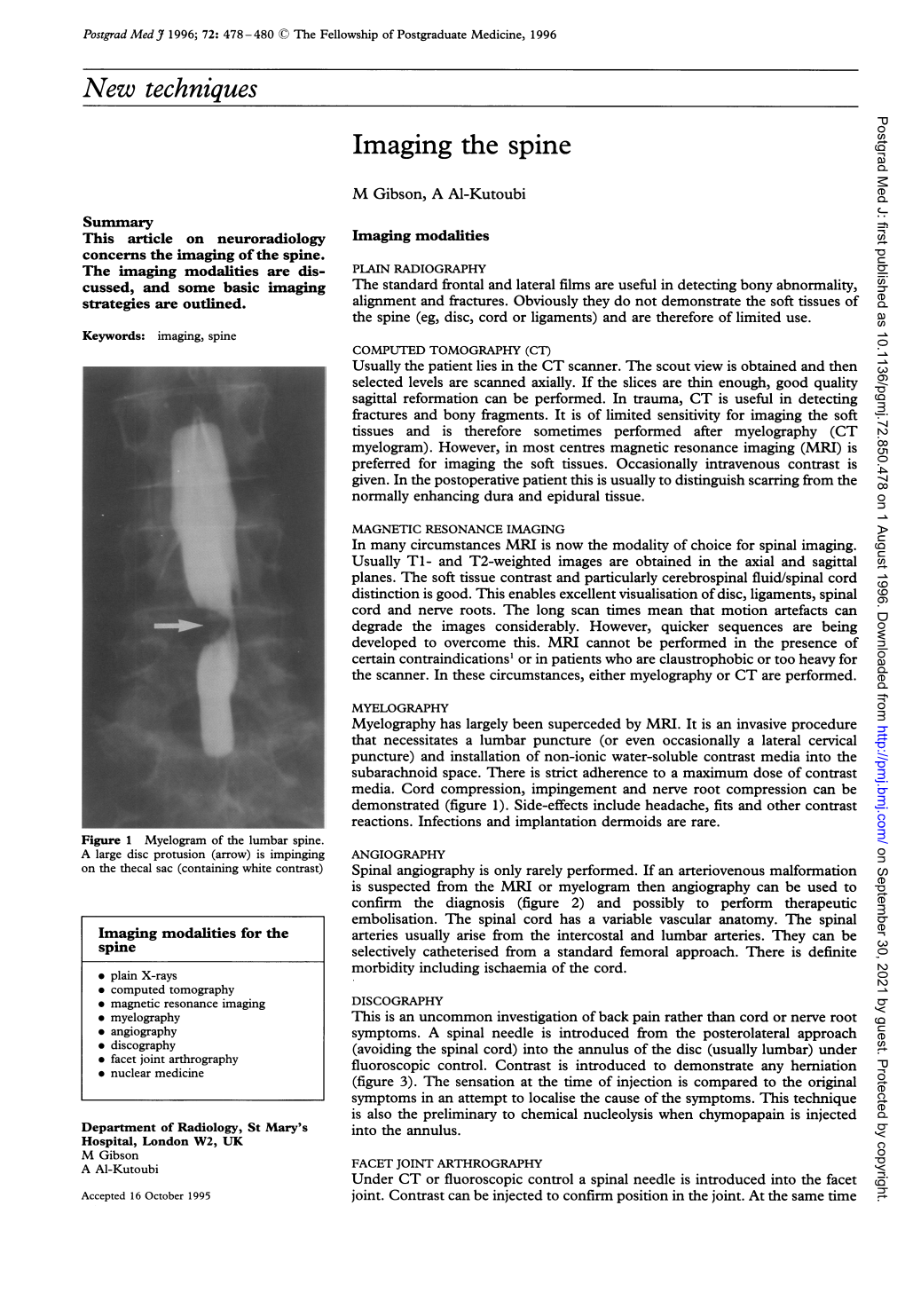 New Techniques Imaging the Spine