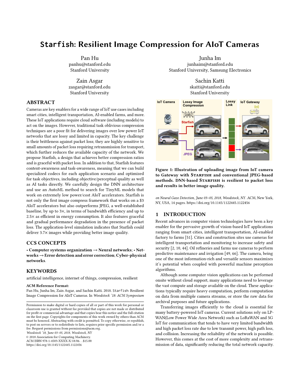 Starfish: Resilient Image Compression for Aiot Cameras