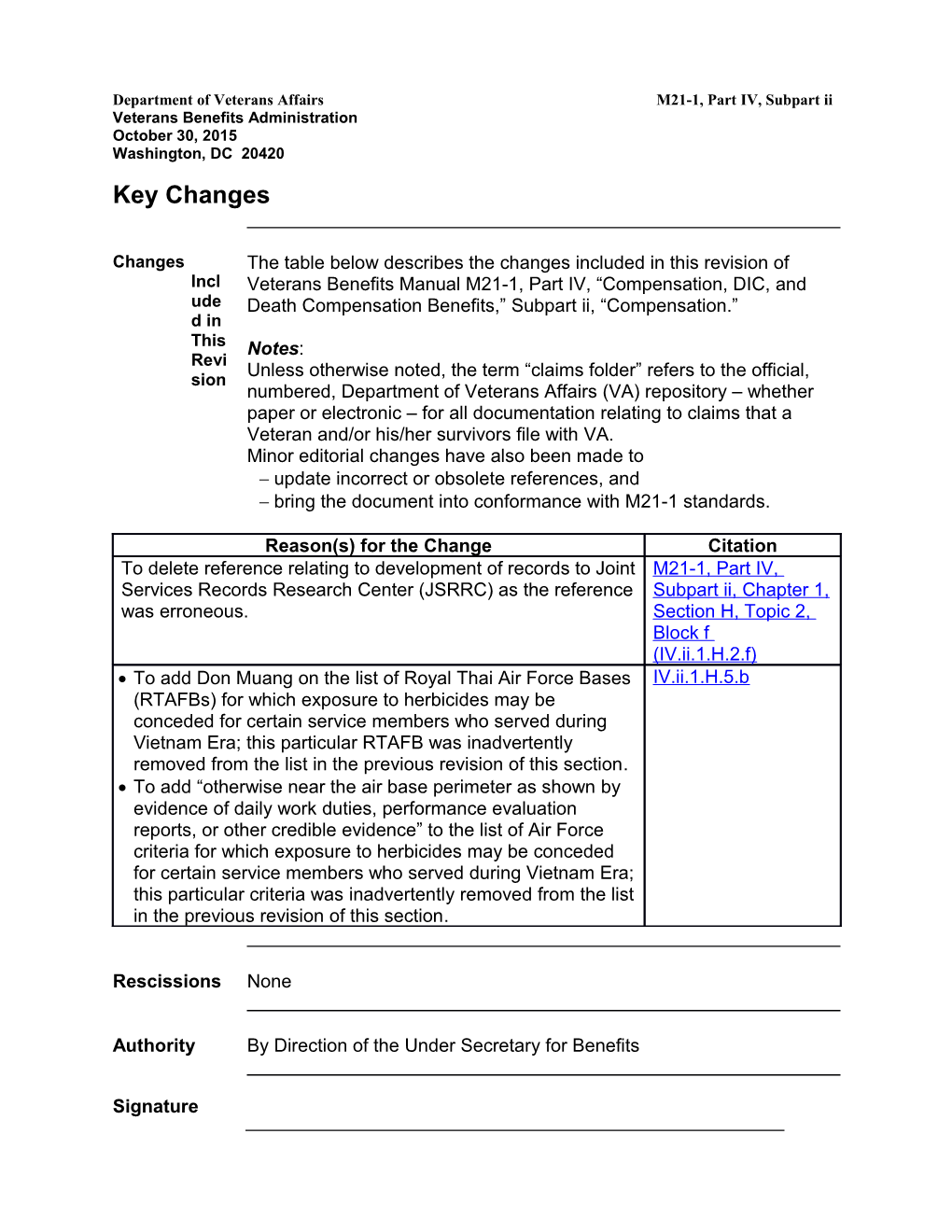 Department of Veterans Affairs M21-1, Part IV, Subpart Ii s1