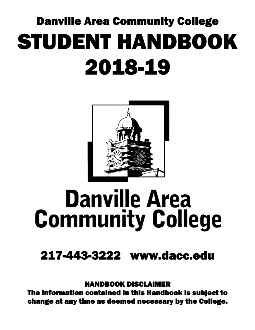 Danville Area Community College STUDENT HANDBOOK 2018-19
