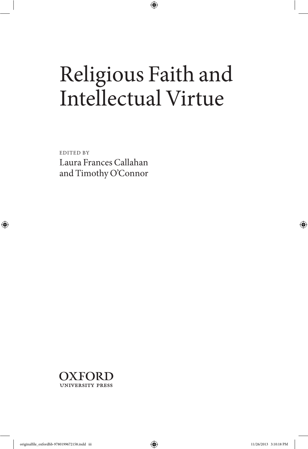 Religious Faith and Intellectual Virtue