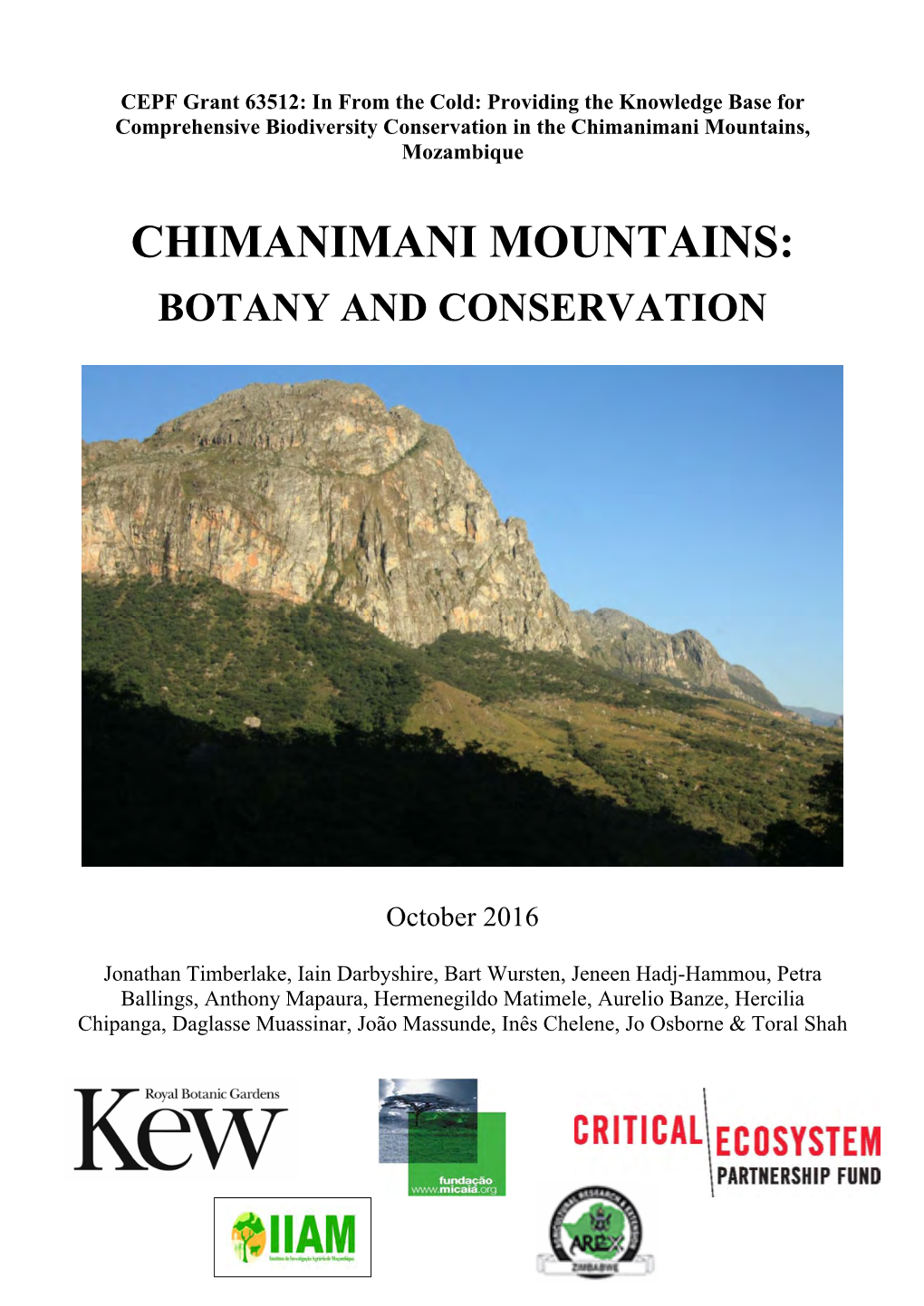 Chimanimani Mountains: Botany and Conservation