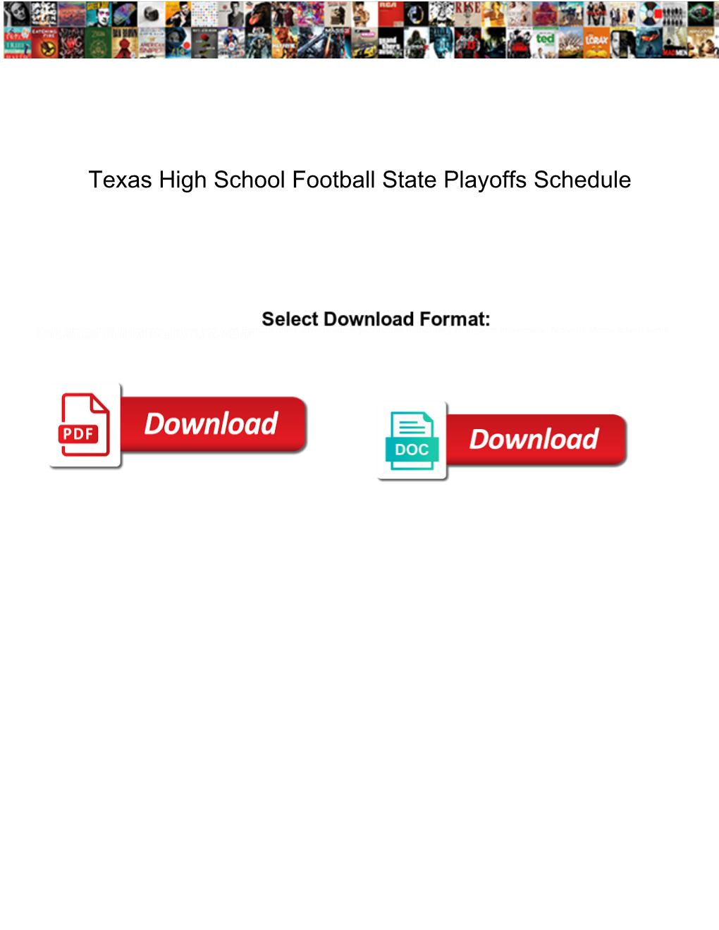 Texas High School Football State Playoffs Schedule