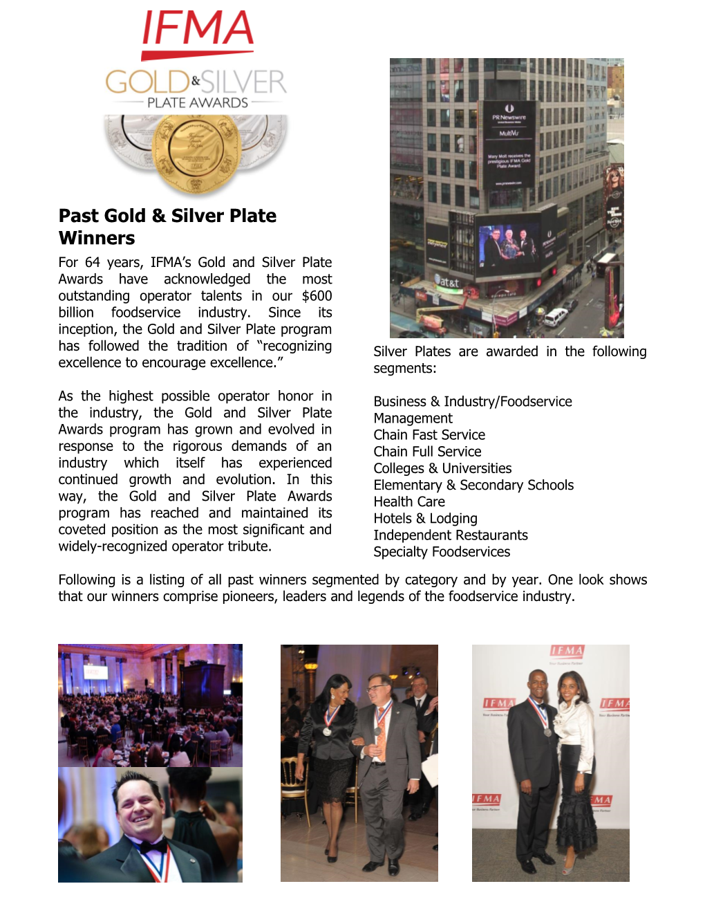 Past Gold & Silver Plate Award Winners