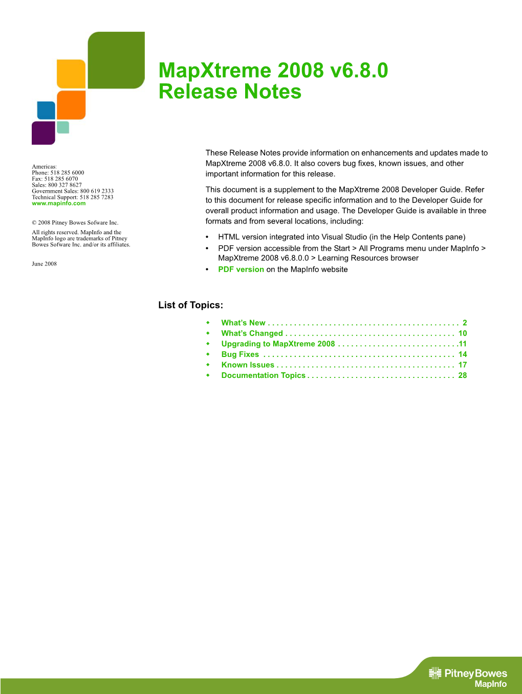 Mapxtreme 2008 V6.8.0 Release Notes